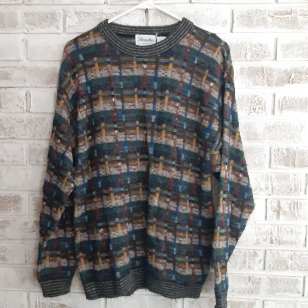 Vintage Sandro Italian Sweater sz S Knit Unisex Confetti Geometric On Trend